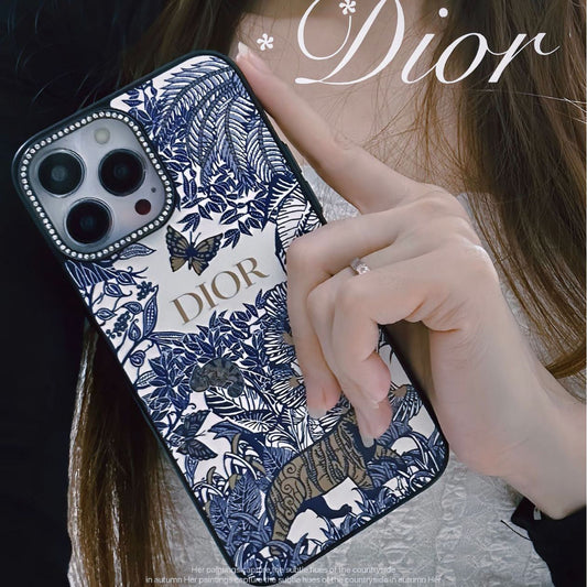 Étui en cuir de luxe avec strass