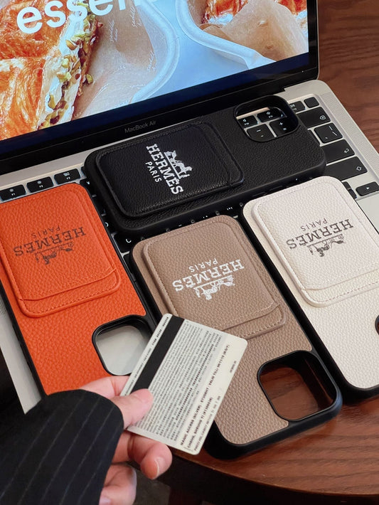 Étui porte-cartes en cuir grainé de luxe