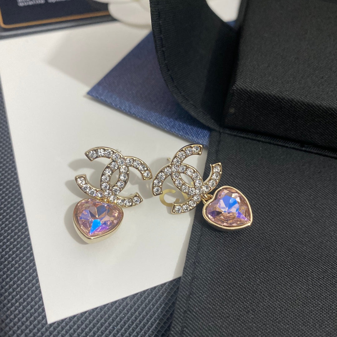 Pendientes de Zirconia Corazón Láser Brillante