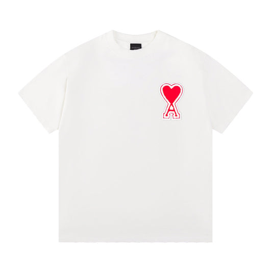 Camiseta de manga corta lisa con diseño de corazón