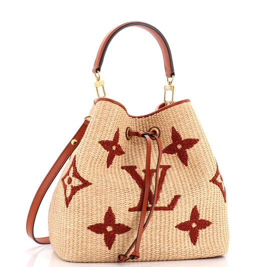 Bolso cubo de paja repujado