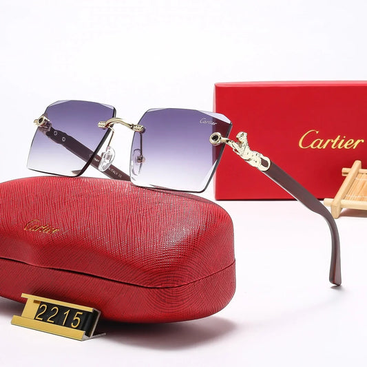 Lunettes de soleil tête de léopard carrées sans monture 2215