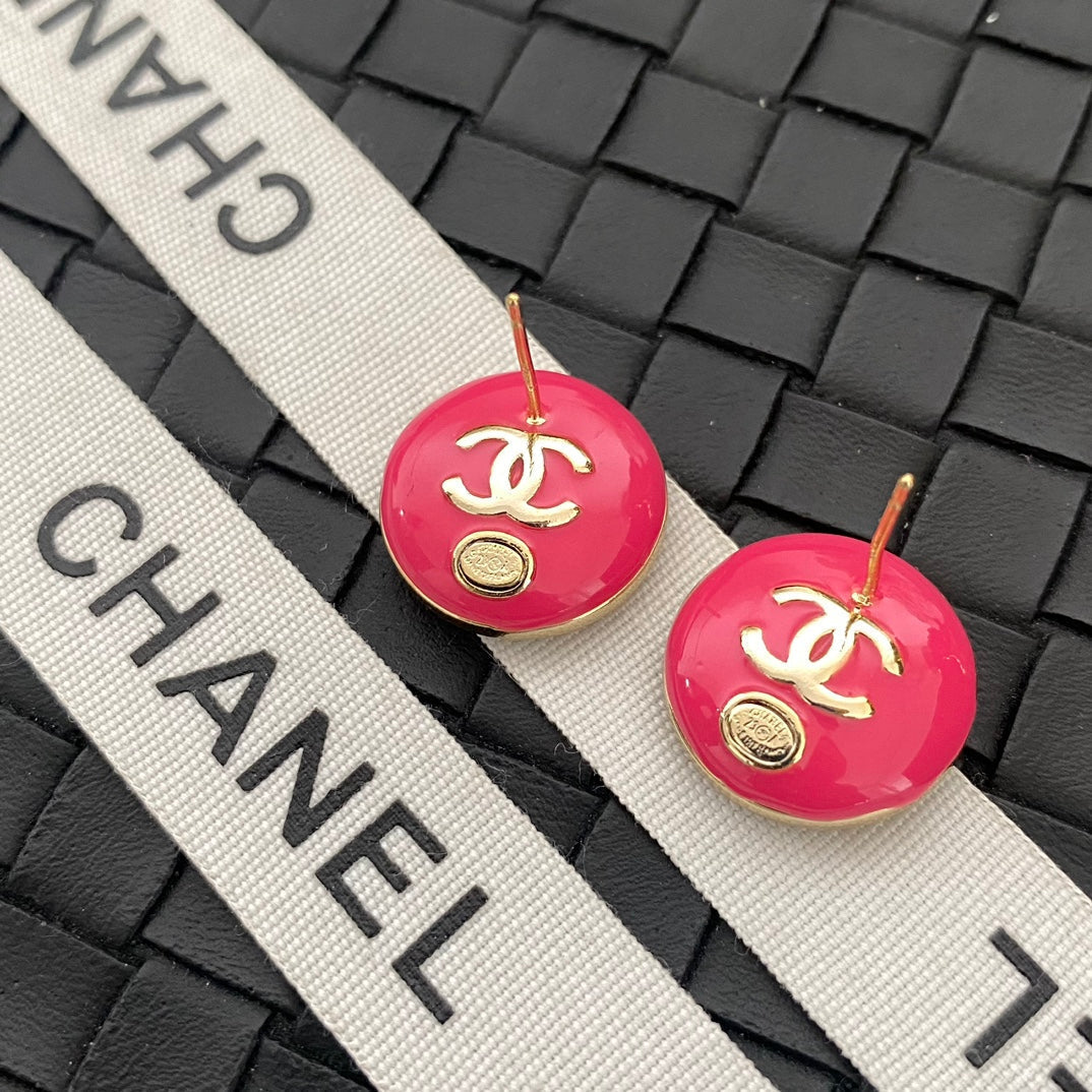 Boucles d'oreilles clous rondes dégradé paillettes roses