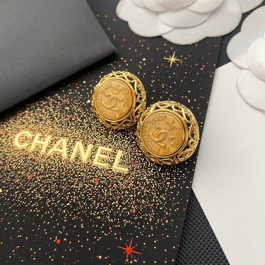 Premium Gold Crown Round Stud Earrings