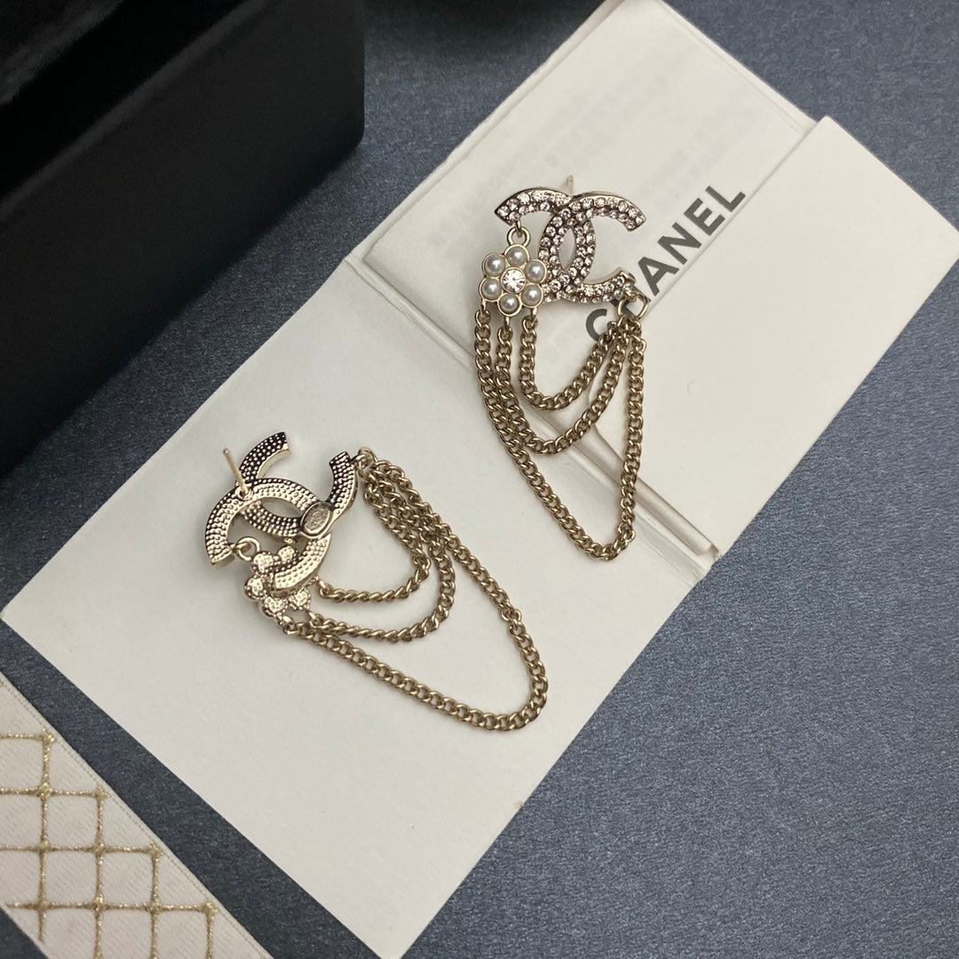 Boucles d'oreilles chaînes fleurs