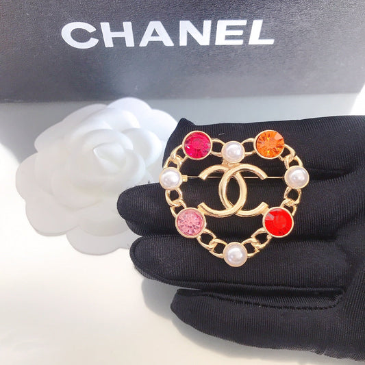 Broche Cœur Diamant Coloré