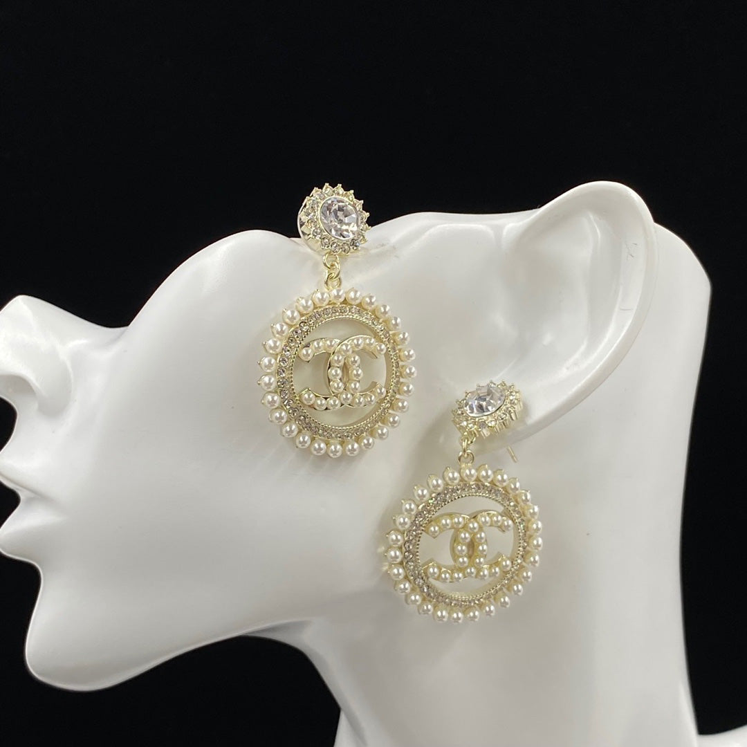 Boucles d'oreilles Diamant Perle Tempérament