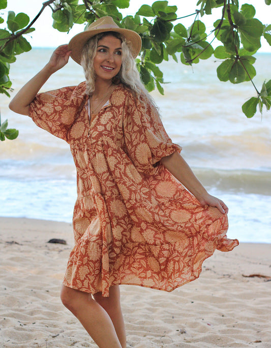 Minivestido Neera en Masala - Forrado
