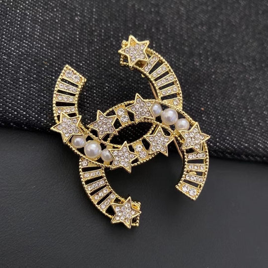 Broche Estrella Perla Diamante