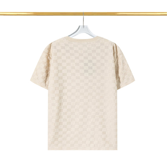 T-shirt en coton molletonné à motif damier en relief