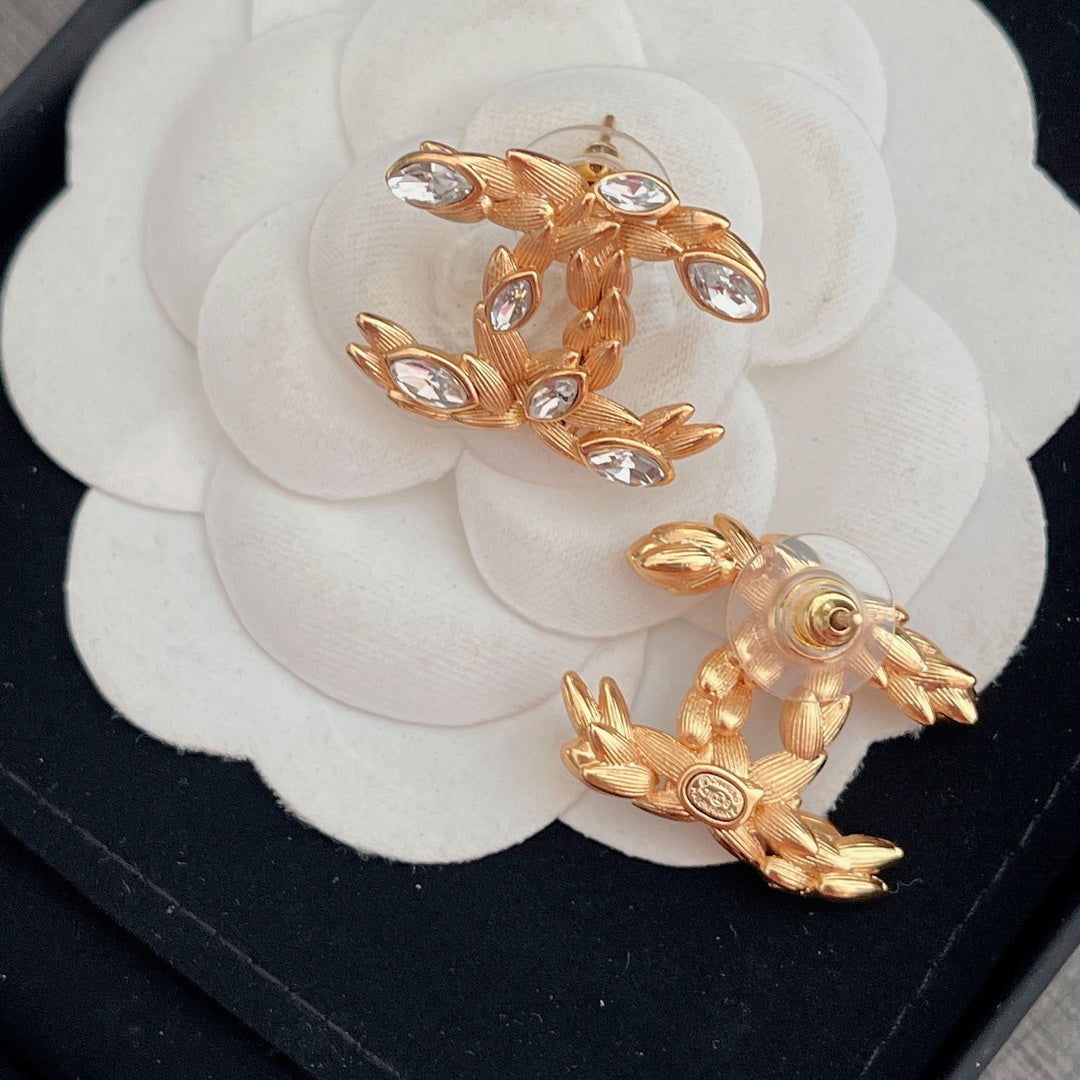 Pendientes de diamante en forma de espiga de arroz