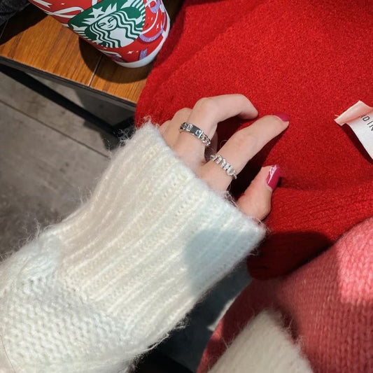 Anillo abierto de strass de lujo