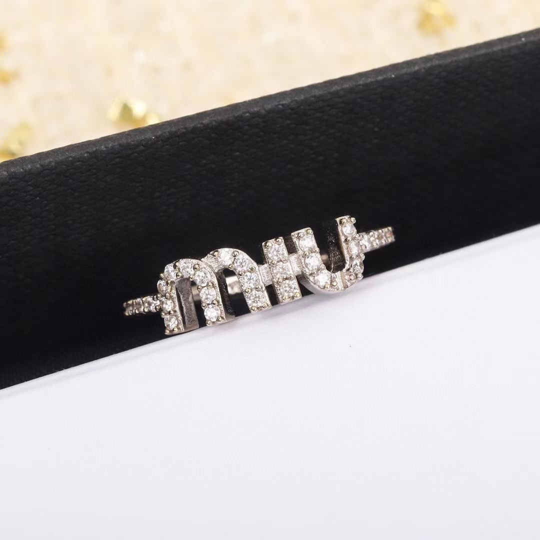 Anillo abierto de strass de lujo