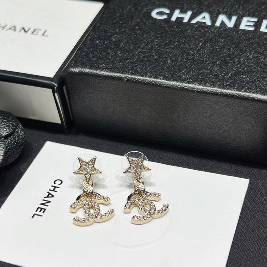 Boucles d'oreilles pendantes Étoiles Diamant