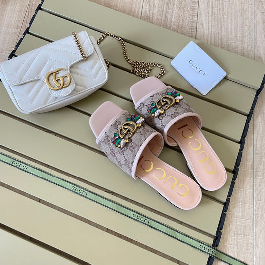 Vintage Embossed Canvas Slippers