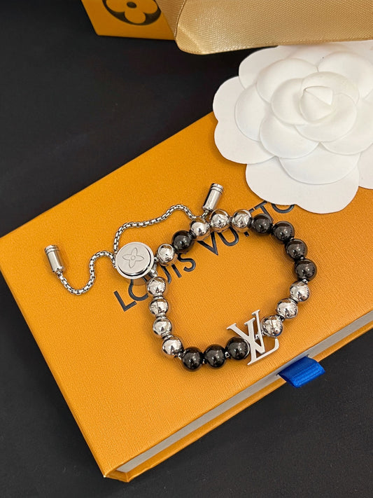 Pulsera con cordón y cuentas unisex de moda