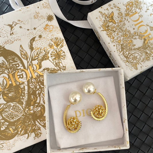 Boucles d'oreilles pendantes Perle et Boule