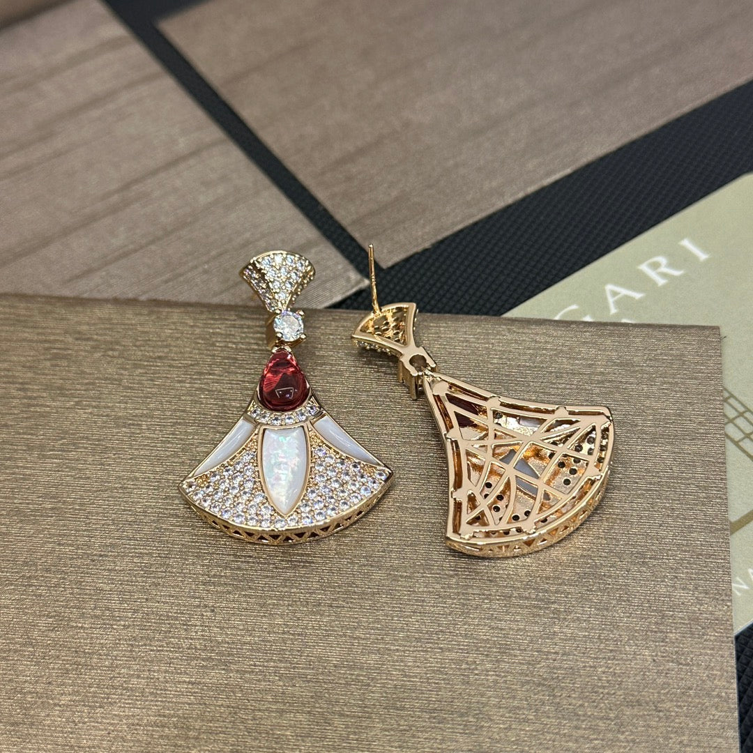 Boucles d'oreilles éventail diamant vintage élégantes