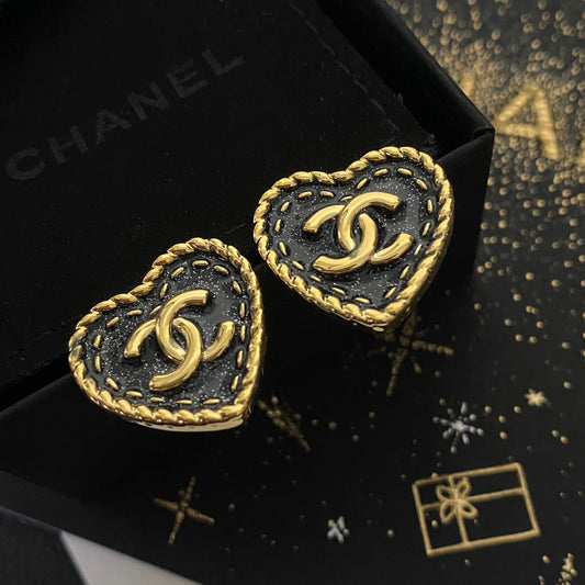 Boucles d'oreilles cœur bleu roi vintage