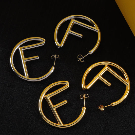Pendientes de medio aro en forma de F vintage