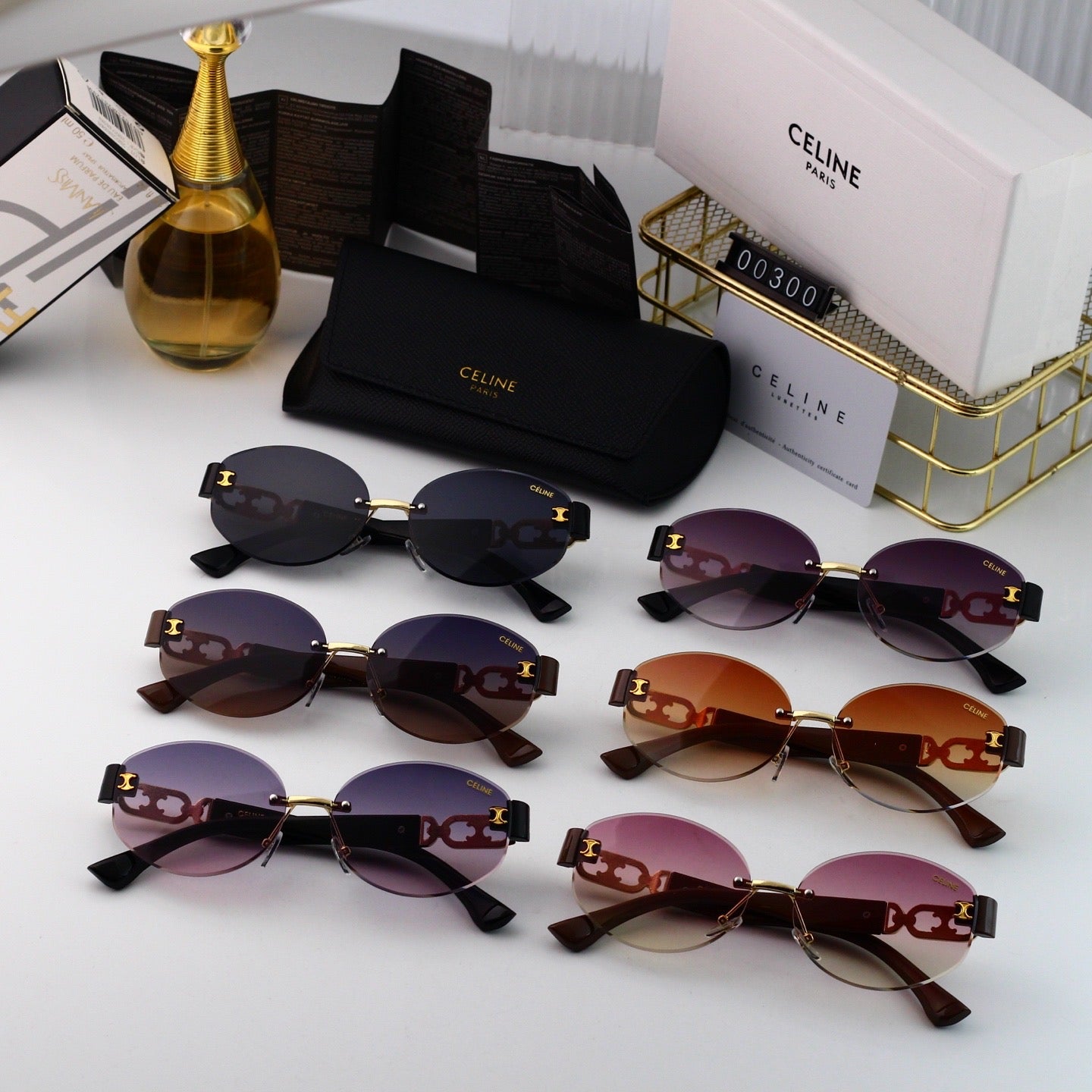 Lunettes de soleil rondes en métal sans monture rétro