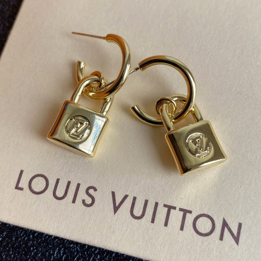 Pendientes con Colgante de Candado Retro de Moda