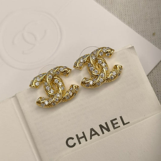 Pendientes de Zircón Brillante con Logotipo
