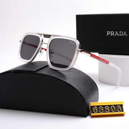 Gafas de sol unisex cuadradas de metal con doble puente