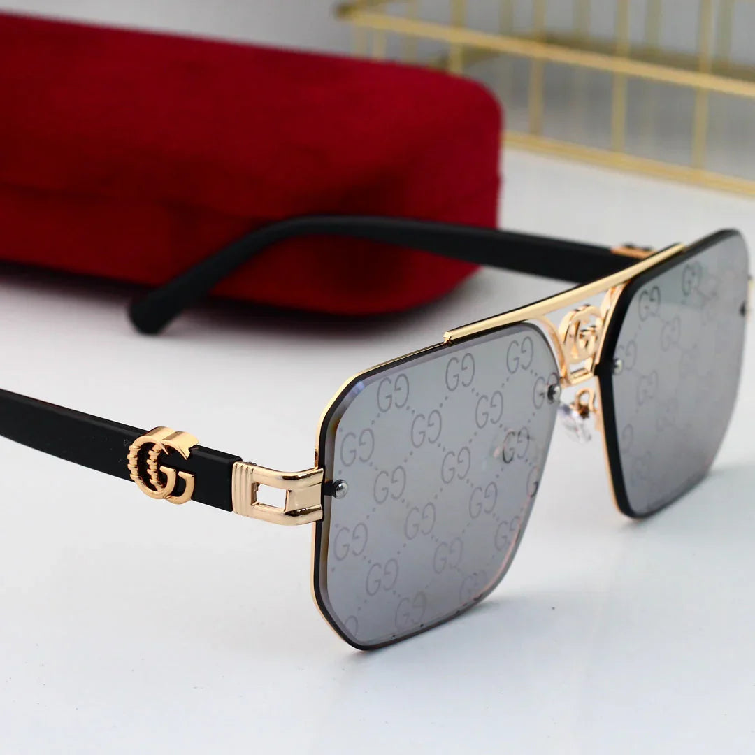 Lunettes de soleil polygonales en métal Fashion 8936