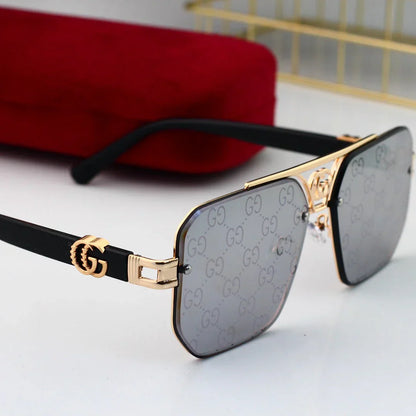 Lunettes de soleil polygonales en métal Fashion 8936