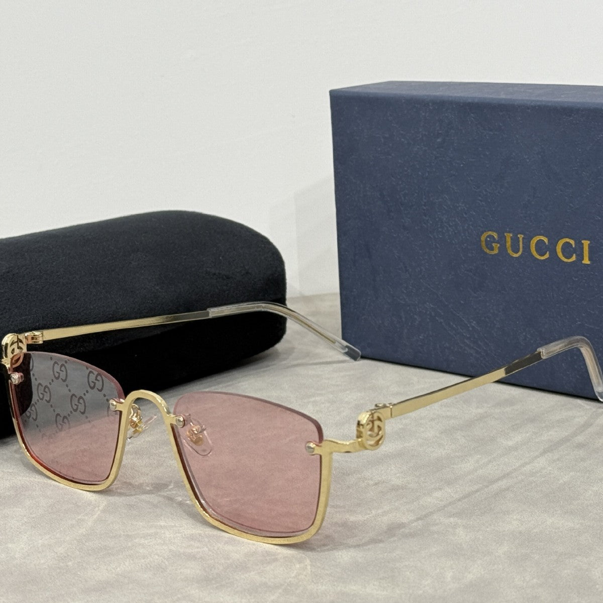 Lunettes de soleil rétro à la mode avec branches en métal de qualité supérieure