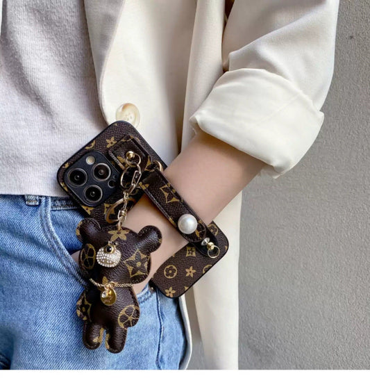 Étui bracelet luxueux en cuir ours