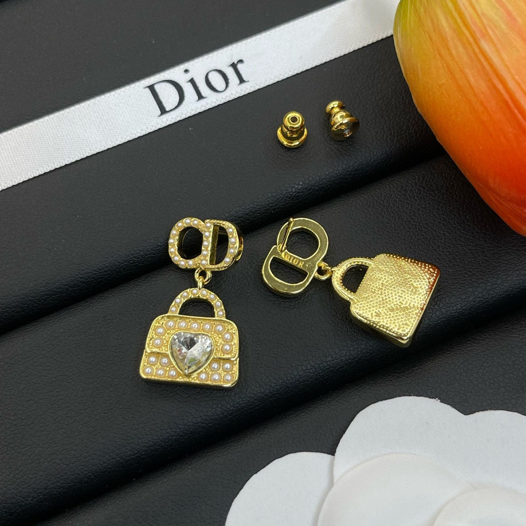 Boucles d'oreilles pendantes sac à main strass à la mode