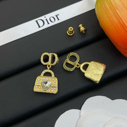 Boucles d'oreilles pendantes sac à main strass à la mode
