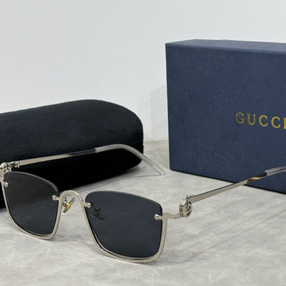 Lunettes de soleil rétro à la mode avec branches en métal de qualité supérieure