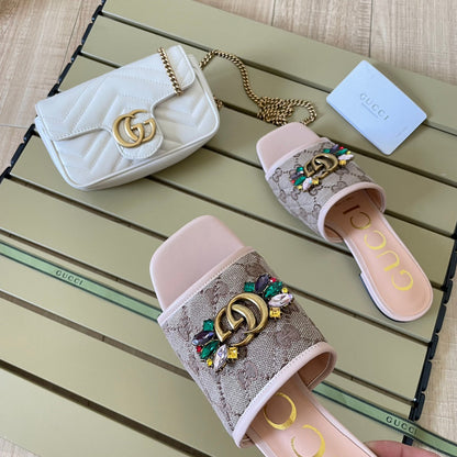 Vintage Embossed Canvas Slippers