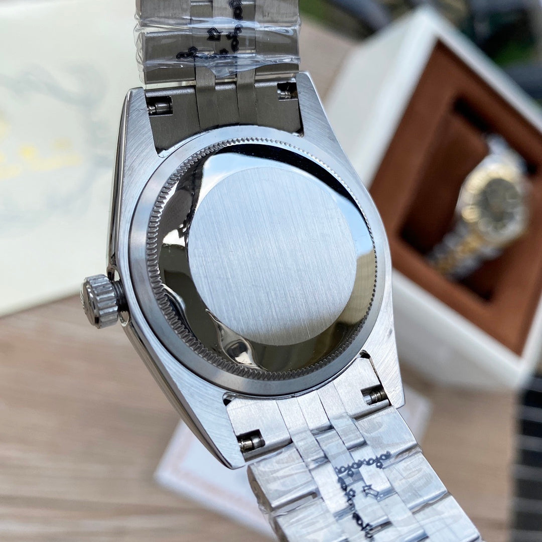 Classic Stainless Steel Luxury Dress Watch – 5-Color Dial Collection with Crystal Markers, Elegant Gold & Two-Tone Finishes