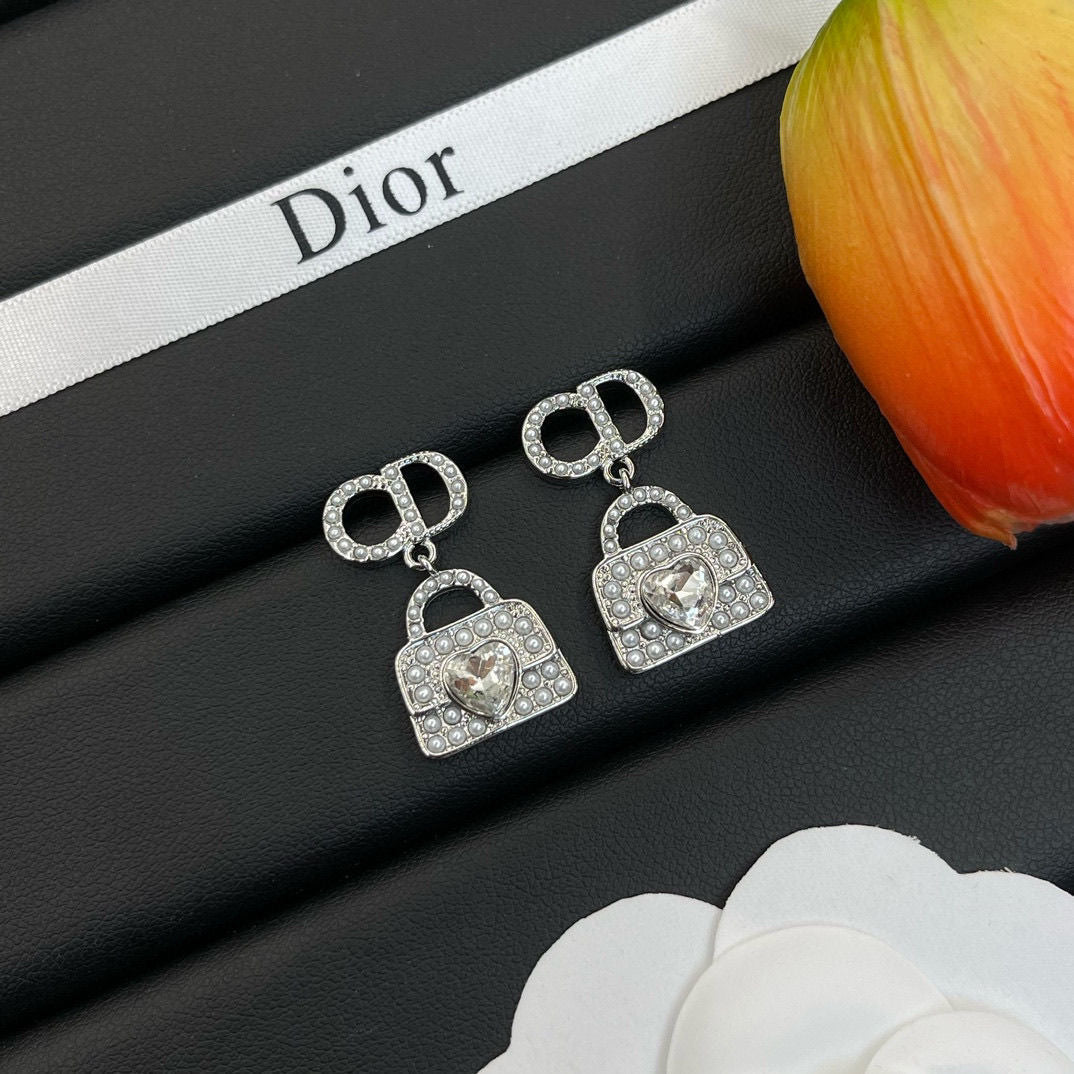 Boucles d'oreilles pendantes sac à main strass à la mode