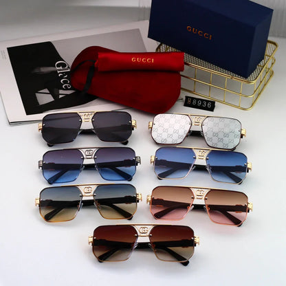 Lunettes de soleil polygonales en métal Fashion 8936