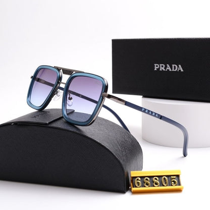 Gafas de sol unisex cuadradas de metal con doble puente