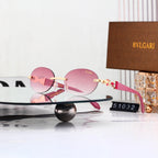 Luxury Rimless Wave Cut Oval Sunglasses - 51032