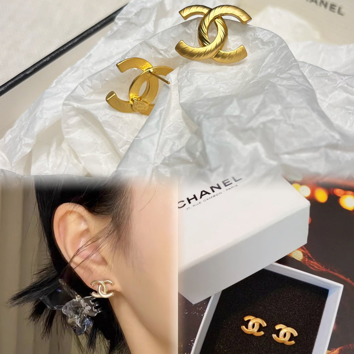 Pendientes Elegantes con Logotipo Dorado