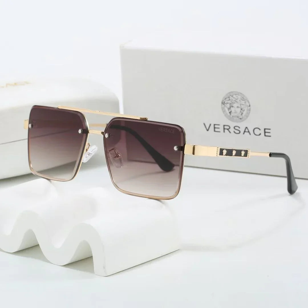 Lunettes de soleil carrées en métal bicolore dégradé