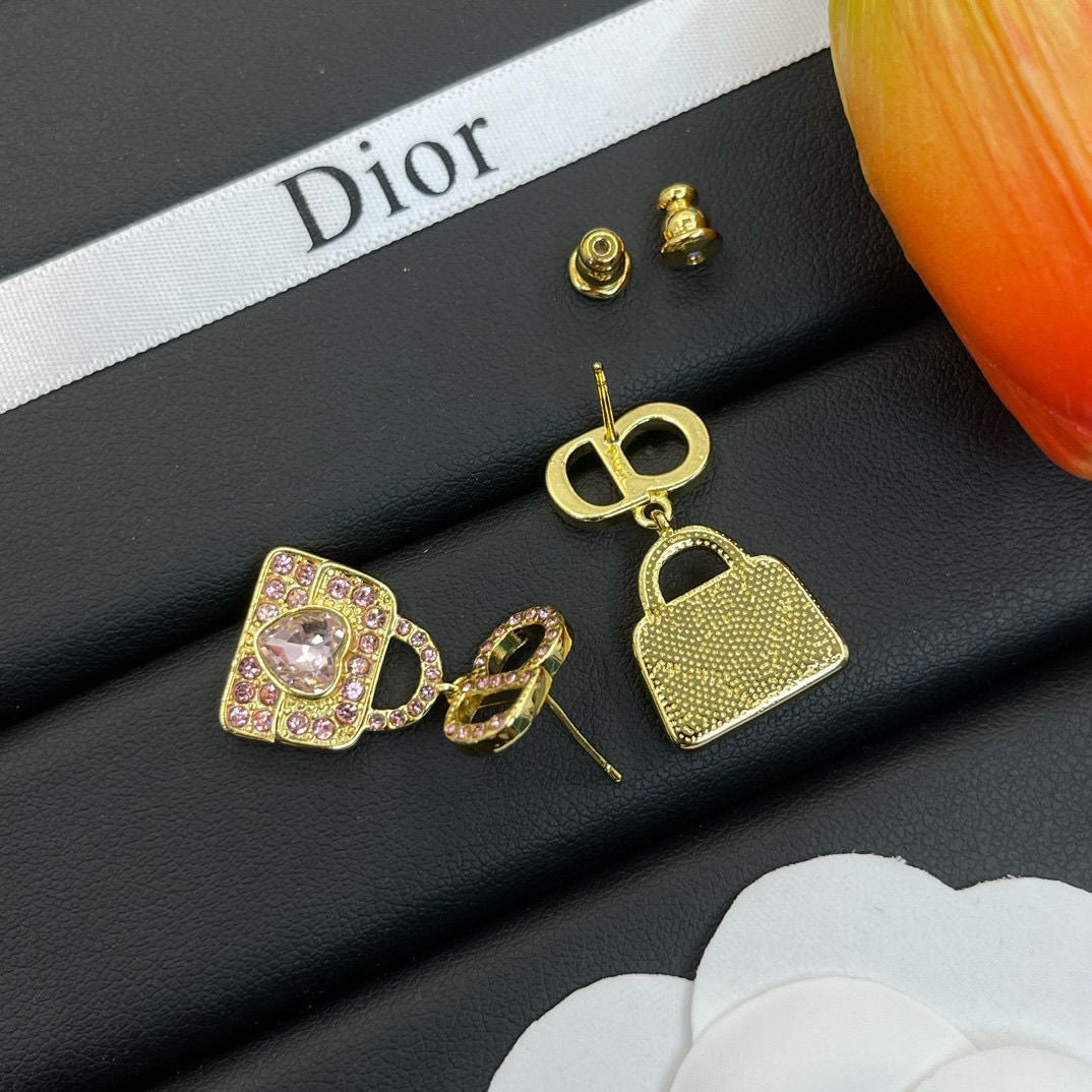 Boucles d'oreilles pendantes sac à main strass à la mode