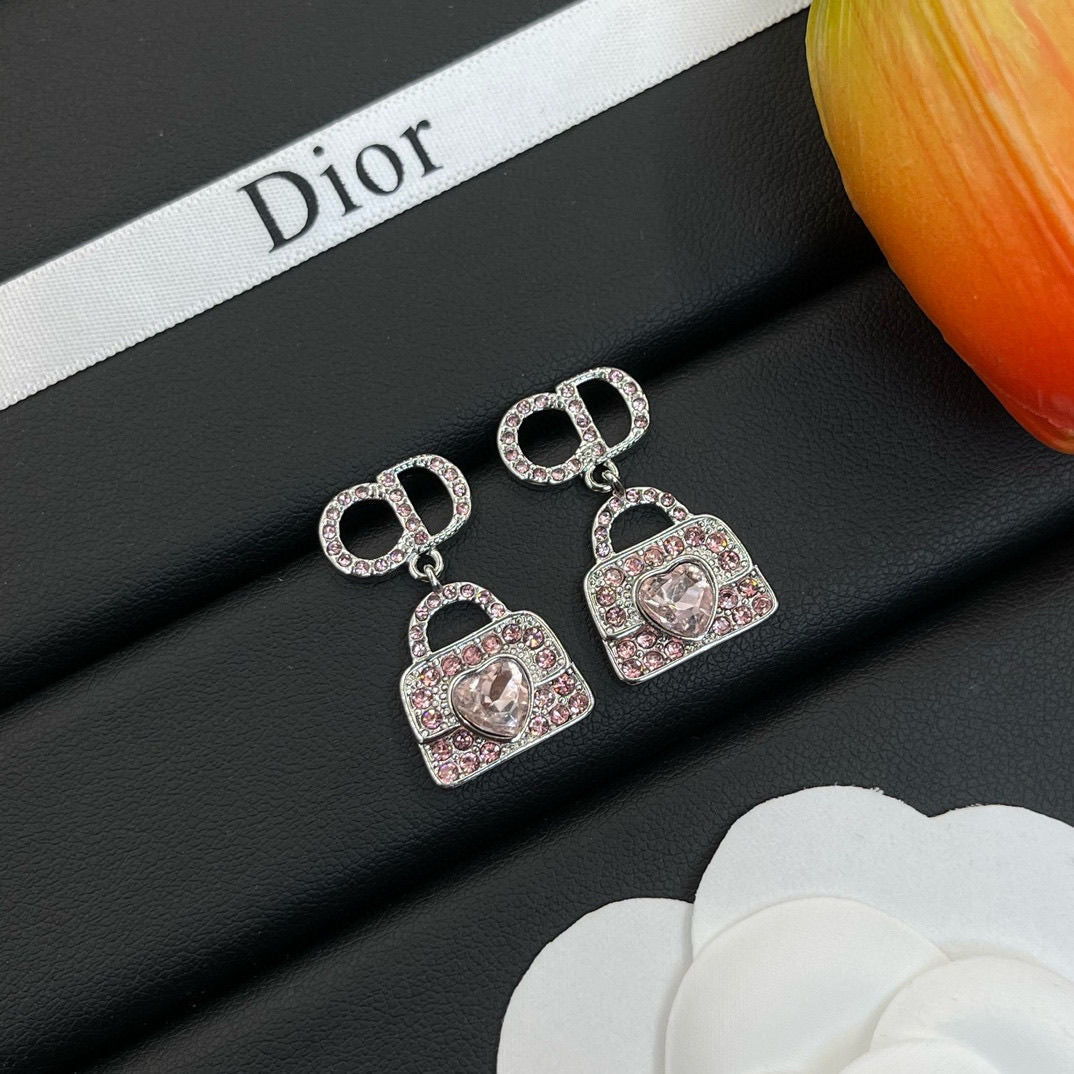 Boucles d'oreilles pendantes sac à main strass à la mode