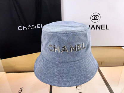 Sombrero de cubo de mezclilla con logo de diamante