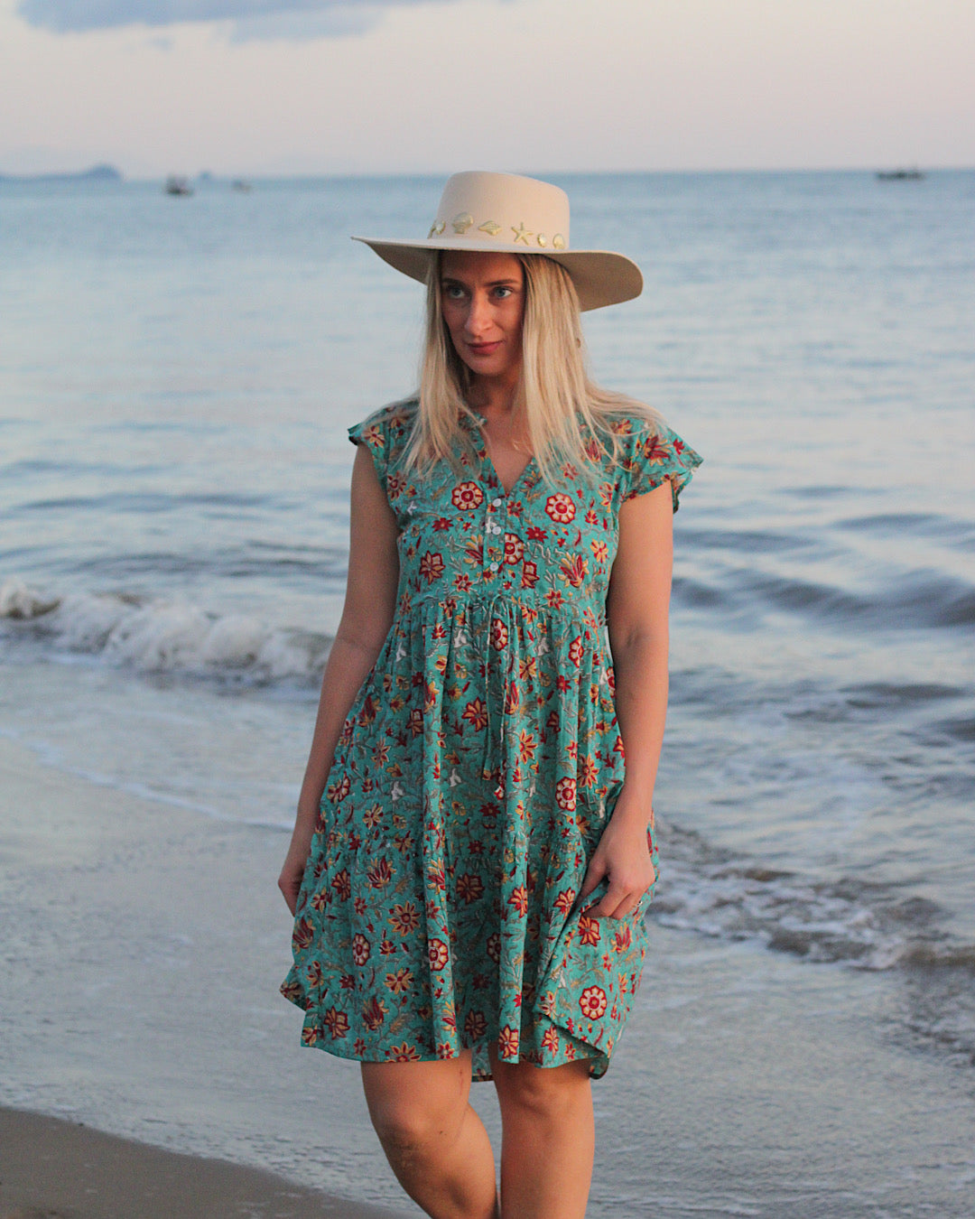 Robe courte Saheli en henné