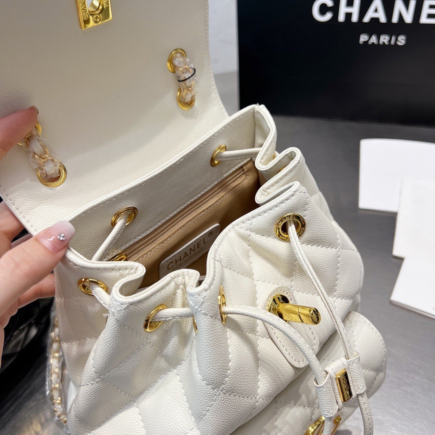 Sac à dos à cordon losange de qualité supérieure