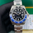 Men’s Premium Full Stainless Steel Automatic Watch – GMT Dual Time Zone, Blue Dial with Red & Blue Bezel
