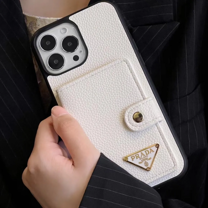 Étui porte-cartes triangulaire en cuir
